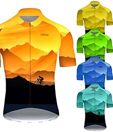 preiswerte -21Grams Herren Radtrikot fahrradbekleidung Fahrradtrikot Kurzarm Fahhrad Trikot Shirt mit 3 Gesäßtaschen MTB Mountain Rennrad Radfahren Atmungsaktiv UV-resistant Schnelltrocknend Schwarz / Orange
