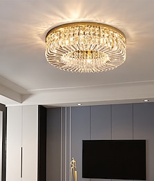 abordables -50cm 60cm 80cm plafonniers cristal unique cercle design lustre en métal morden luxe style nordique chambre salon led lustre 110-120v 220-240v