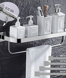 economico -doccia caddy moderno bagno multifunzionale rack di stoccaggio con portasciugamani in acciaio inox ispessito portasciugamani bagno in vetro temperato cosmetici forniture per il bagno rack di stoccaggio
