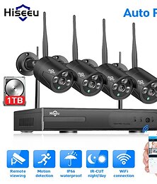 cheap -Hiseeu Wireless NVR 4CH CCTV System 3MP Indoor Outdoor Security Camera System With 4P 960P WiFi Cameras IP66 Waterproof With Audio Mobile&PC Remote Night Vision Survilliance 1TB 3TB Hard Drive