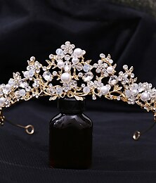 cheap -Crown Tiaras Headbands Headpiece Imitation Pearl Rhinestone Wedding Party / Evening Retro Sweet With Faux Pearl Crystal / Rhinestone Headpiece Headwear