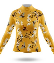 abordables -Mujer Maillot de Ciclismo Manga Larga Bicicleta Maillot Camiseta con 3 bolsillos traseros MTB Bicicleta Montaña Ciclismo Carretera Transpirable Secado rápido Dispersor de humedad Bandas Reflectantes