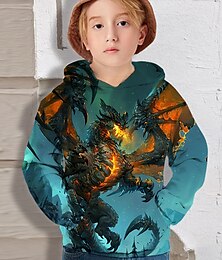 economico -Da ragazzo 3D Animali Cartoni animati Drago Felpa con cappuccio Manica lunga Stampa 3D Autunno Attivo Bambino 4-12 anni Giornaliero Standard