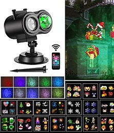 abordables -Projecteur à LED de noël Lumière de projecteur à vague d'eau 2 en 1 avec 16 motifs commutables Spectacle de lumière de paysage étanche pour la célébration d'anniversaire d'halloween et décoration de