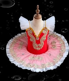 olcso -Gyermek táncruhák Balett Tutu ruha Ruha Strasszkő Csipke Hímzés Lány Teljesítmény Edzés Pántok Magas Háló Spandex
