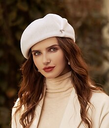 levne -Klobouky Vlasové ozdoby Vlna Baret Svatební Čajový dýchánek Kentucky Derby Dostih Dámský den Jednoduchý Elegantní S Třpytivé flitry Čistá Barva Přílba Pokrývky Hlavy