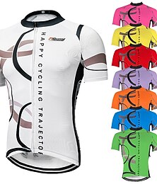 cheap -21Grams Men's Cycling Jersey Short Sleeve Bike Jersey Top with 3 Rear Pockets Mountain Bike MTB Road Bike Cycling Breathable Ultraviolet Resistant Front Zipper Quick Dry White Yellow Pink Polyester