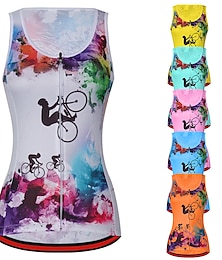 abordables -Mujer Chaleco de Ciclismo Maillot de Ciclismo Amarillo Rosa Azul Piscina Arco iris Bicicleta Resistente a los rayos UV Transpirable Secado rápido Bandas Reflectantes Licra Deportes Arco iris Gracioso