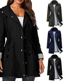 preiswerte -Damen wasserdichte Wanderjacke Regenjacke Winter Outdoor Trench Regenmantel mit Kapuze thermisch warm winddicht leichte Oberbekleidung Trenchcoat Top Angeln Klettern Laufen blau grün schwarz