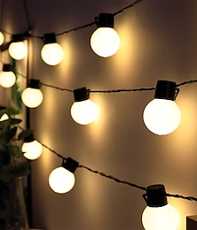 economico -luci di festa all'aperto solare 5 cm grande palla di luce della stringa 5m-20leds 3.5m-10leds fata lampadina luci patio matrimonio natale giardino vacanza decorazione lampada
