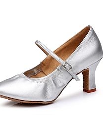 voordelige -Dames Ballroom schoenen Moderne dansschoenen Voor Binnen Professioneel Wals Hakken Effen kleur Gesp Zilver Zwart Wit
