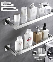 preiswerte -Modernes Bad-Toilettenregal aus Edelstahl, gehärtetes Glas, Duschregal, Kosmetikregal