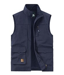 billiga -Herr Väst Gilet Fiskeväst Vandringsväst Ärmlös väst Gilet Jacka Utomhus Gata Dagligen Utekväll Streetwear Ledigt Vår Höst Ficka Polyester Nylon Andningsfunktion Slät Dragkedja Hög krage Lös passning