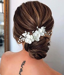 זול -מסרקים פרחים מצנפת סגסוגת חתונה אירוע מיוחד סגנון חמוד רומנטי עם דמוי פנינה פרח כיסוי ראש כיסוי ראש