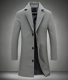 billiga -Herr Vinterkappa Yllekappa Rock Trenchcoat Kort kappa Gata Företag Vinter Höst Polyester Håller värmen Andningsfunktion Ytterkläder Kläder Ledigt Ensfärgat Ficka Nedvikt Enkelknäppt