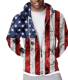 abordables -Homme Graphique Drapeau national Sweat à capuche Sweats à capuche Sweatshirt Streetwear Occasionnel manche longue À capuche Sport & Loisir Occasionnel Quotidien Rouge Printemps & Automne Designer