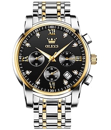 voordelige -OLEVS Quartz horloges voor Voor heren Heren Analoog Kwarts Stijlvol Moderne stijl Grote wijzerplaat Dag datum Metaal Roestvrij staal
