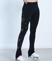 abordables -Pantalones de patinaje artístico Mujer Chica Patinaje Sobre Hielo Medias / Mallas Largas Negro Vellón Licra Alta elasticidad Entrenamiento Competición Ropa de Patinaje Mantiene abrigado Hecho a mano