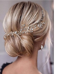 Недорогие -Свадебные серебряные волосы со стразами, лоза, украшение для волос, повязка на голову с кристаллами, аксессуары для волос для женщин и девочек
