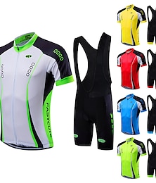 preiswerte -Fastcute Herren Unisex Radtrikot mit Radhose kurz Trägern fahrradbekleidung set Kurzarm MTB Mountain Rennrad Grün Gelb Leicht Grün Modisch Fahhrad Trikot Trägerhose / Lange Radhose Mit Trägern /