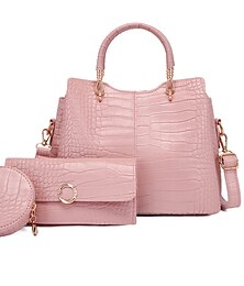 billiga -Dam bag set PU läder 3 st. Handväska Utekväll Kontor & Karriär Svart Vit Rodnande Rosa