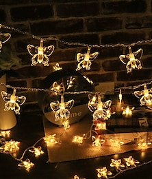abordables -Guirlande lumineuse LED papillon fée 1.5m-10leds 3m-20leds 6m-40leds batterie ou lumières de noël alimentées par usb fête de mariage jardin maison décoration de vacances