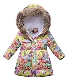 billiga -Flickor 3D Pufferjacka för barn Fjäril Räv Kappa Ner Pufferjacka Långärmad Höst Vinter Aktiv Streetwear Barn 3-10 år Semester Gata Normal