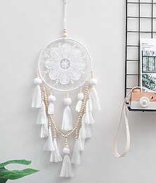 billiga -vit drömfångare handgjord present med en-rings fjäder vägghängande dekor konst vindspel boho stil heminredning