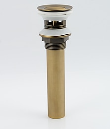 cheap -Brass Pop Up Sink Drain Stopper with Overflow Bathroom Faucet Vessel Vanity Sink Drainer(Antique Brass)