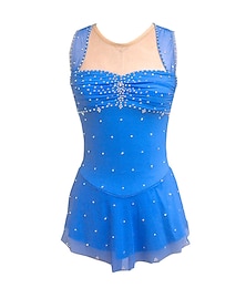 Χαμηλού Κόστους -Φόρεμα για φιγούρες πατινάζ Γυναικεία Κοριτσίστικα Patinaj Φορέματα Σύνολα Μπλε Άνοιγμα πίσω Σπαντέξ Υψηλή Ελαστικότητα Εκπαίδευση Ανταγωνισμός Ενδυμασία πατινάζ Χειροποίητο Κρύσταλλο / Στρας Αμάνικο