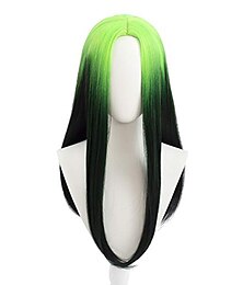 economico -parrucca cosplay 123 parrucca ondulata con parte centrale 26 pollici verde fluorescente un colore capelli sintetici 70 pollici design alla moda da donna parrucche nere da carnevale