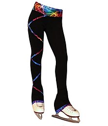 economico -Pantaloni da pattinaggio artistico Per donna Da ragazza Pattinaggio sul ghiaccio Calze / Collant / Cosciali Ghette Completi Nero Vello Elastene Elevata elasticità Addestramento Da allenamento