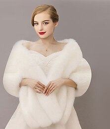 cheap -Faux Fur Wraps Shawls Women‘s Wrap Shawls Elegant Keep Warm Sleeveless Faux Fur Fall Wedding Wraps With Pure Color For Formal Winter