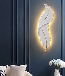 baratos -lightinthebox 1-luz 65 cm luzes de parede led em forma de pena design luzes de parede luz moderna estilo luxuoso quarto sala de jantar luz de parede de resina 110-120v 220-240v
