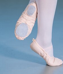 economico -scarpe da ballo da donna e da bambina con suola divisa - morbide pantofole in tela con cinturini elastici per lezioni di danza classica e spettacoli