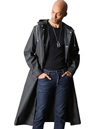 economico -Per uomo Mantello / mantelle Impermeabile Esterno Primavera Autunno Lungo Cappotto Morbido Impermeabile Anti-pioggia Sportivo Per sport Giacca Manica lunga Liscio Tasche Nero