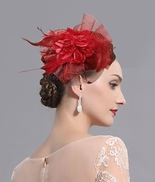 cheap -Feathers / Net Fascinators / Hats / Headpiece with Feather / Cap / Flower 1 PC Wedding / Horse Race / Ladies Day Headpiece
