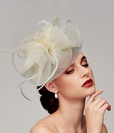 cheap -Feathers / Net Fascinators Kentucky Derby Hat/ Headpiece with Feather / Cap / Flower 1 PC Wedding / Valentine's Day / Valentine Headpiece