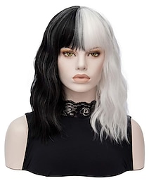 Χαμηλού Κόστους -συνθετική περούκα ίσια κυματιστή μπομπ με κτυπήματα περούκα λευκή / μαύρη α1 α2 α3 α4 συνθετικά μαλλιά γυναικεία μαύρα λευκά