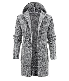 abordables -Hombre Pulóveres Cárdigan suéter con capucha Tejer De Punto Color sólido Con Capucha Elegante Exterior Hogar Ropa Invierno Otoño Vino Caqui M L XL