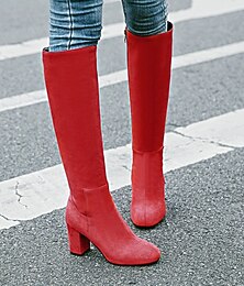 olcso -női sötétkék térdcsizma tömbsarkúval - elegáns és sokoldalú a téli divathoz, tökéletes mindennapi viseletre és különleges alkalmakra