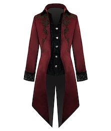 abordables -Rétro Vintage Punk & Gothique Médiéval Manteau Queue-de-pie Prince Noble Jacquard Homme Royal Steampunk Mascarade Soirée Adultes Manteau