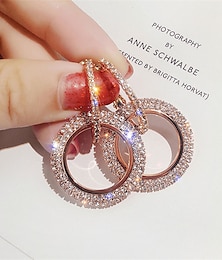 abordables -1 paire Boucles d'Oreilles en Cristal For Femme Fille Soirée Rendez-vous Or Rose Cercle Anneau Princesse / Mode