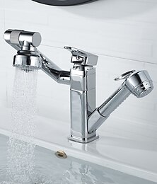 abordables -robinet de lavabo de salle de bain - rotatif / extractible finitions peintes mitigeur monotrou à deux trousrobinets de bain