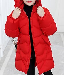 preiswerte -Kinder Mädchen Daune Langarm Schwarz Rote Glatt Rüsche Winter bezaubernd Sport 3-8 Jahre / Schulanfang / nette Art / Baumwolle