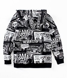 cheap -Boys 3D Graphic Cartoon Letter Hoodie Long Sleeve Fall Winter Active Daily Cotton Kids 4-12 Years Outdoor Indoor Regular Fit