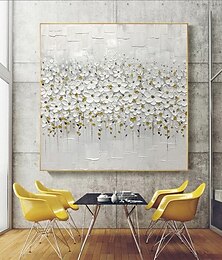 abordables -Manuel(le) Fait à la main Peinture à l'huile Hang-peint Peint à la main Carré Abstrait A fleurs / Botanique Moderne Réalisme Toile roulée (sans cadre)