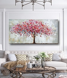 voordelige -olieverfschilderij handgemaakte handgeschilderde kunst aan de muur moderne bloemen bloesem roze bomen woondecoratie decor uitgerekt frame klaar om op te hangen
