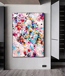 abordables -Manuel(le) Fait à la main Peinture à l'huile Hang-peint Peint à la main Panoramique vertical Abstrait A fleurs / Botanique Moderne Réalisme Toile roulée (sans cadre)