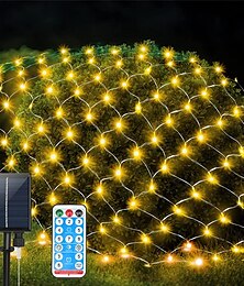 voordelige -mesh net kerstverlichting op zonne-energie 8 modi 9.8x6.6ft 200led bush tree wrap decor fairy twinkle outdoor lichtslingers voor halloweenholidaypartypatioweddinggarden